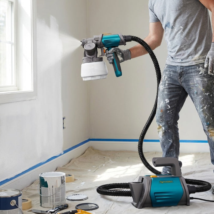 Powerful 800W HVLP Paint Sprayer, Electric Spray Gun with 1300ml Detachable Cup, 120 din/s Max Viscosity for Thick Paint, Portable Sprayer for Garage, Deck & Exterior Projects, Ergonomic Split Design, Ideal Gift for Handymen