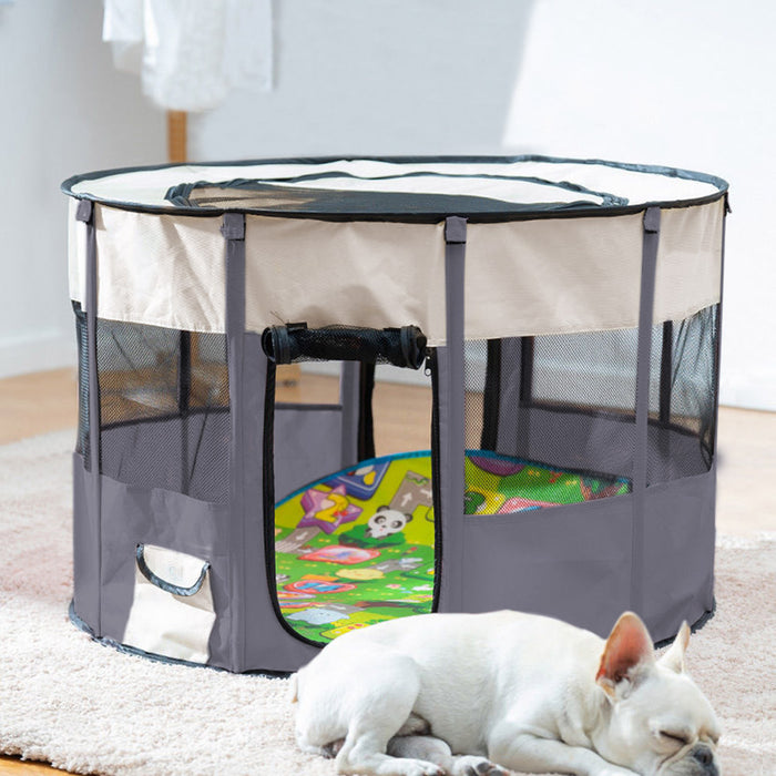Indoor/Outdoor Foldable Pet Whelping Tent with Breathable Mesh, Cat Dog Birthing Box and Playpen for Puppy Kitten Delivery, Portable Space-Saving Nest with Storage Bag for Nursing