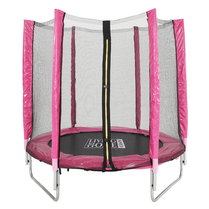 5ft Trampoline with Enclosure Safety Net, Safety Padded Edge for Indoor Outdoor Home Garden Jumpking Trampolining, Blue/Pink