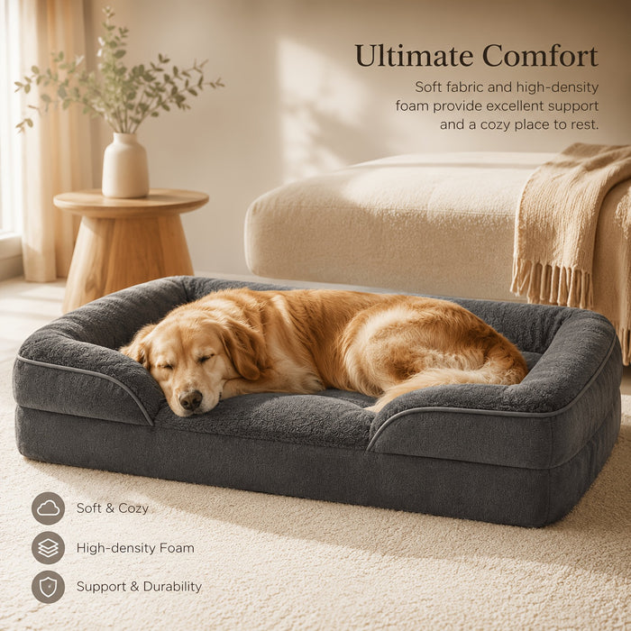 Medium Large Size Dog Bed Available In 4 Sizes, Dog Beds with Orthopedic Memory Foam, Washable Crate Bed & Anti-Slip Pet Mat for Medium Dogs, Machine Washable Comfortable Sleeping Pad