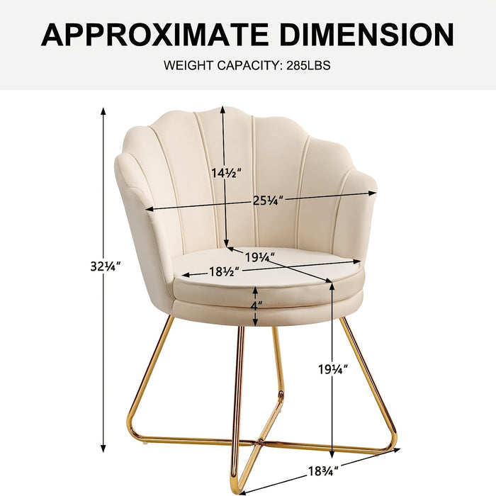 Vanity Chair With Back, Velvet Shell Accent For Living Room, Criss Cross With Golden Legs, Makeup For Bedroom Desk No Wheels, Khaki, Pink, Black, White, Grey