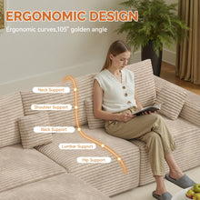 Modern Modular L-Shaped Sofa Striped Upholstered Couch Shaped Sectional Sofa Scandinavian Style Comfortable Seating for Home/Apartment