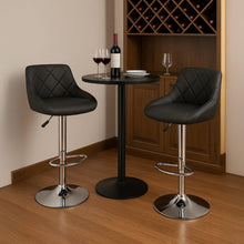 Modern Bar Stools Set Leatherette Exterior Adjustable Lift Chrome Footrest and Base for Breakfast Bar Counter Kitchen and Home Barstools