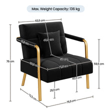Costoffs Accent Chair 75.5cm Wide Velvet Upholstered Accent Bedroom Chair with Gold Metal Frame & Cosy Pillow, Modern Design, Ideal 1-Seater Leisure Armchair for Living Room, Bedroom, Office, Studio, Light Grey/Pink/Beige