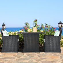 GOFLAME 3 Pieces Patio PE Wicker Set Space-saving Outdoor Conversation Set-White