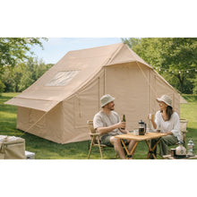 Inflatable Tents for Camping Easy Setup 4 Seasons Outdoor Oxford Cabin Tent, Air Tent with Mesh Windows and Doors, 8-10 Person Glamping Tents with Stove Jack for Picnic, Hiking, Traveling