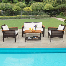 ERGOMASTER 4pcs Outdoor Patio Furniture Set PE Rattan Patio Conversation Set