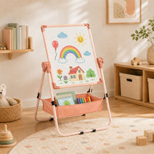3-in-1 Art Easel with Paper Roll, Double-Sided Chalkboard and Whiteboard Easel with Storage Basket for Drawing and Painting