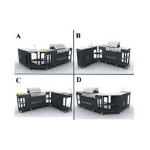 Outdoor Kitchen Barbecue Missouri 4 Burners, Material: Stainless steelDimensions counter with sink: 182 x 52 x 107.5 cm (L x W x H)Dimensions counter with grill: 248 x 55.5 x 112 cm (L x W x H)Number of control buttons: 5Number of wheels: 12Torches: 48 00