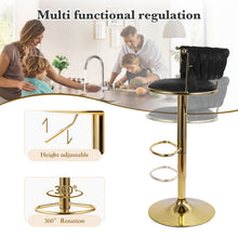 2pcs Modern Swivel Woven Velvet Bar Stools, Stool, 360° Swivel Adjustable Height Bar Stool with Backrests Golden Metal Tall Bar Stools Counter Height for Kitchen Island, for Christmas, Festival, New Year'S Gift