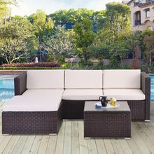 mcc direct 5pcs Large Rattan Garden Outdoor Furniture Patio Sofa Set with Glass Coffee Table Outdoor Cushions for Garden or Conservatory Rupert