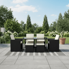 8 Seater Rattan Garden Furniture Cube Set with Table and Chairs Outdoor Patio Black Beige