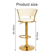 Adjustable Swivel Bar Stool, Modern Velvet Counter Height Bar Chair with Backrest and Footrest, Gold Frame, Perfect for Home Bar, Kitchen Island, Dining, and Commercial Bars