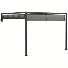 2 X 3(M) Lean to Pergola Featuring a Retractable Roof, Wall-Mounted Garden Gazebo for Outdoor Sun Protection on Patios And Decks
