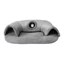 2-in-1 Cat Tunnel, Bed & Playhouse, Soft Fluffy Pet Bed, Cozy Hideout for Small Cats,Rabbits,Guinea Pigs,Hamsters, Anti-Slip Bottom, Zip Detachable for Easy-Clean Design, Durable Pet Toy, M/L Size
