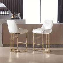 Set of 2 Velvet Bar Stools Without Arms by Wahson, Featuring a Stylish Quilted Backrest, Perfect for Kitchen Counters, Home Bars, Or Restaurants