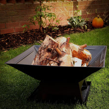 Square Outdoor Fire Pits, Portable Fire Pit with Poker, Grate, Grill and Cover