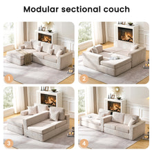 Modular Compressible Sofa with Free Combination, Space-Saving Split Corner Fabric Lazy Sofa, High-Density Foam Anti-Slip Base, Washable Corduroy Fabric, Suitable for Living Room And Apartment, Minimalist Modern Home Furniture