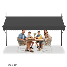 Retractable Patio Awning Measuring 350.01 X 119.38 cm, Featuring a Manual Crank Handle, Designed As a Sunshade Shelter for Outdoor Patios. This Canopy Can Be Adjusted in Height from 78.7 to 299.97 cm, Suitable for Patios, Balconies, Or Yards