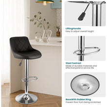 Modern Bar Stools Set Leatherette Exterior Adjustable Lift Chrome Footrest and Base for Breakfast Bar Counter Kitchen and Home Barstools