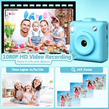 Kids Camera Instant Print - Dual-Lens 1080P HD Video Children Cameras 2.4" Instant Camera for Kids 5 Rolls Photo Paper Christmas Birthday Toys for Girls Boys