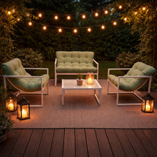 Neo 4 Piece Outdoor Patio Garden Furniture Set Cushions Metal Sofa Loveseat 2 Chairs Glass Coffee Table Balcony Backyard Conservatory