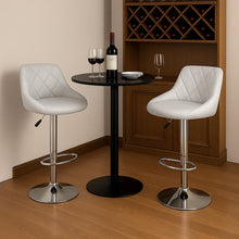 Modern Bar Stools Set Leatherette Exterior Adjustable Lift Chrome Footrest and Base for Breakfast Bar Counter Kitchen and Home Barstools
