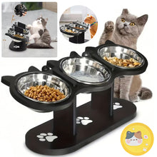 Cat and Dog Indoor Raised Feeding Bowl with Stand Elevated Cat Bowls Tilted Raised Dog Bowl with Stand 3 Dog Food Bowl Pet Feeding Set 42x16x15cm