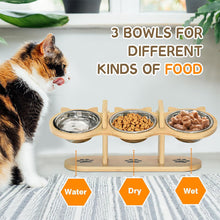 Cat and Dog Indoor Raised Feeding Bowl with Stand Elevated Cat Bowls Tilted Raised Dog Bowl with Stand 3 Dog Food Bowl Pet Feeding Set 42x16x15cm