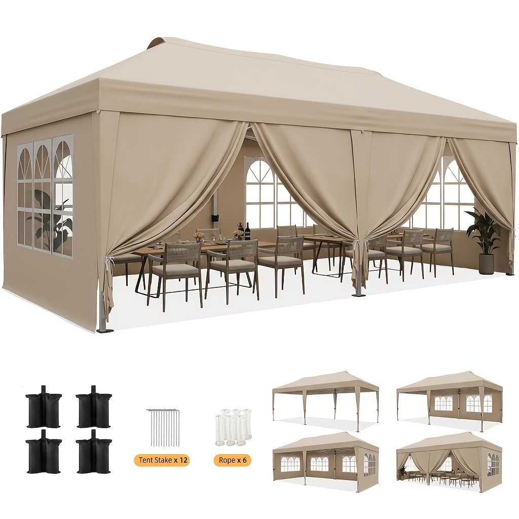 Nordivale 3m X 6m Instant Pop-Up Gazebo with 6 Sidewalls Comes with 4 Weight Bags for Added Stability, Easy to Set Up, Constructed From Durable Materials, Sunshine Protection, Perfect for Gardens, Parties And Seaside 6 Color Options