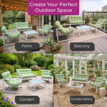Neo 4 Piece Outdoor Patio Garden Furniture Set Cushions Metal Sofa Loveseat 2 Chairs Glass Coffee Table Balcony Backyard Conservatory