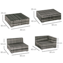 Outsunny 6 PC Sofa Coffee Table Set Sectional Wicker Weave Furniture for Garden Outdoor Conservatory w/ Pillow Cushion