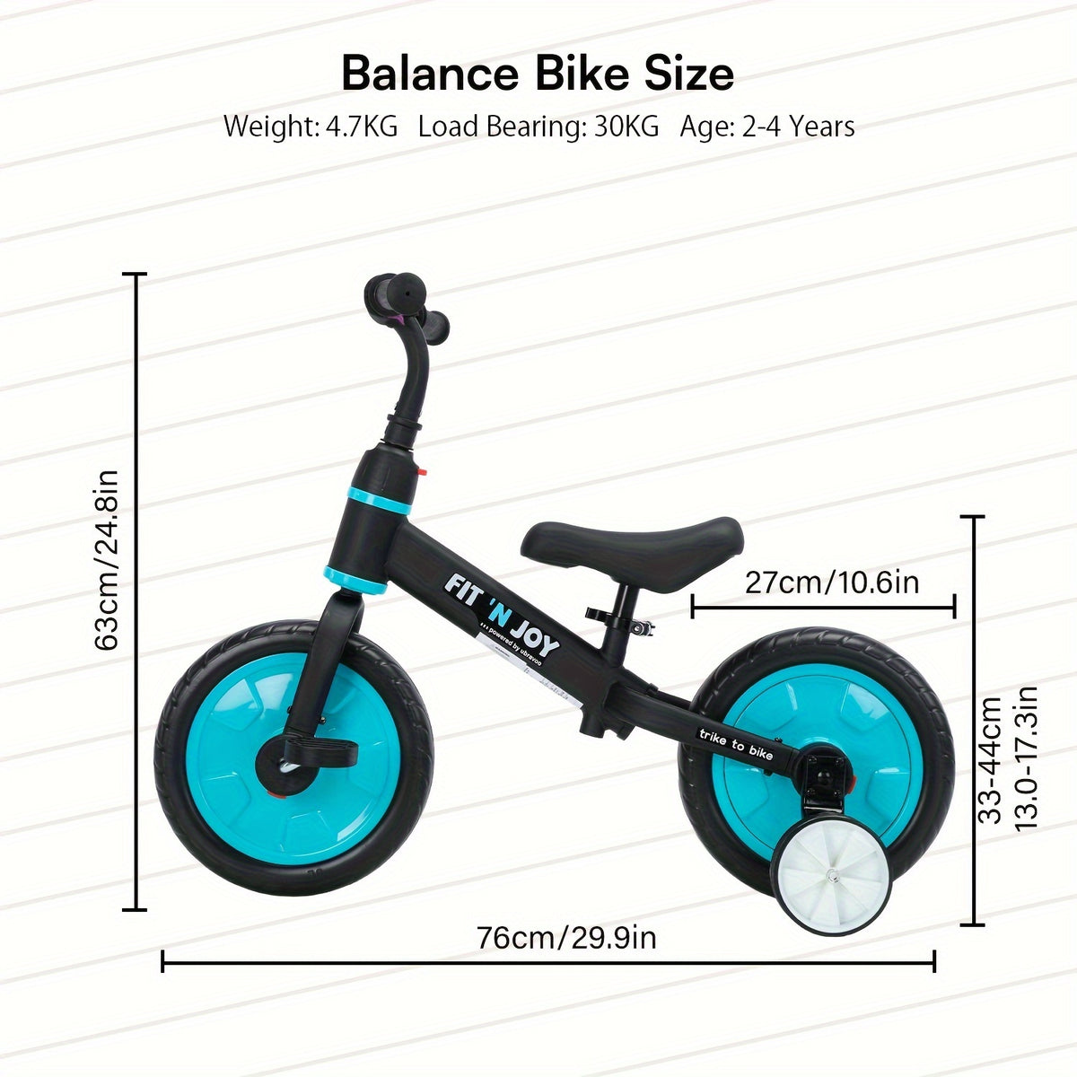 UBRAVOO Fit 'N Joy Bikes, 4-In-1 Balance Bike for Children with Pedals And Stabilizers, Trike-To-Bike Bike for Boys And Girls Aged 2 to 5 Years