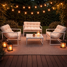 Neo 4pcs Outdoor Patio Garden Furniture Set Cushions Metal Sofa Loveseat 2 Chairs Glass Coffee Table Balcony Backyard Conservatory