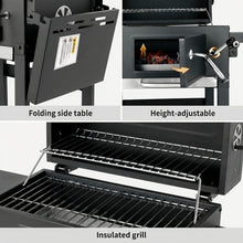 Charcoal Grill with Lid, Grill Grill Cart BBQ Smoker, Grill Cart Charcoal with Wheels, Grill Grate And Thermometer, Small Charcoal Grill Cart, Height-adjustable Grill, Stand Grill for Camping, Garden