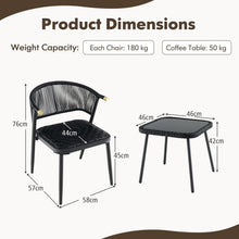 GOFLAME 3pcs Outdoor Wicker Furniture Set Rattan Chairs Set of 2 w/ Table