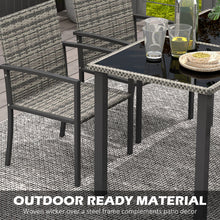 Outsunny 4 Seater Rattan Garden Furniture Set, 5 Pieces Rattan Outdoor Dining Set, Patio Conservatory with Tempered Glass Tabletop - Mixed Grey