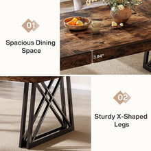 63-Inch Executive Desk, Farmhouse Office Computer Desk with Sturdy X-Shaped Legs, Large Writing Table Business Furniture Workstation for Home Office, Study (Rustic Brown & Black)