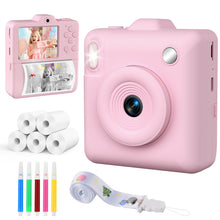 Kids Camera Instant Print - Dual-Lens 1080P HD Video Children Cameras 2.4" Instant Camera for Kids 5 Rolls Photo Paper Christmas Birthday Toys for Girls Boys