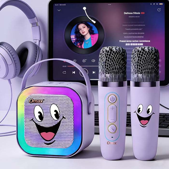 K12, Omax Brand, Portable Speaker with 2pcs Wireless Microphones, Complete Categories, Birthday Party Karaoke Duet Artifact, with LED Colorful Light, Valentine'S Day, Christmas, Mother'S Day, High Aesthetic Gift, Fairy Body