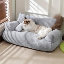 Grey Large Cat Sofa Bed, Puppy Couch with Backrest and Removable Pillows, Large 2 Sizes Available 55x38x18cm or 65x46x30cm