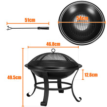 Costoffs Fire Pit, Outdoor Fire Pit Round Steel Fire Bowl for Camping, Hiking and Beach Parties, Patio Fire Pit with Mesh Screen Cover Fire Poker Log Grate for Yards, Porches, Patio, Stores, Patio BBQ Camping Bonfire, Black
