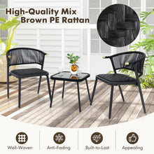 GOFLAME 3pcs Outdoor Wicker Furniture Set Rattan Chairs Set of 2 w/ Table