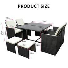 8 Seater Rattan Garden Furniture Cube Set with Table and Chairs Outdoor Patio Black Beige