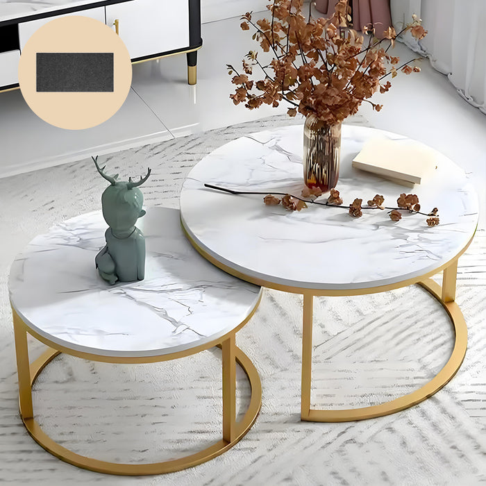 Nesting Coffee Tables Set of 2 Round Stacking Sofa Side Tables for Living Room