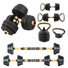 Trintion 20KG 5-in-1 Adjustable Dumbbell Set with Barbell Kettlebell - Home Gym Weights Set for Men Women Includes Resistance Bands (5-Pack), Ab Roller & Gloves - Free Weights for Full Body Workou