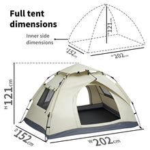 2-3 Persons Instant Auto Up Large Camping Tent Outdoor Shelter Divided Curtain for Separated Room Portable with carrying Bag for All Seasons