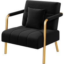 Costoffs Accent Chair 75.5cm Wide Velvet Upholstered Accent Bedroom Chair with Gold Metal Frame & Cosy Pillow, Modern Design, Ideal 1-Seater Leisure Armchair for Living Room, Bedroom, Office, Studio, Light Grey/Pink/Beige