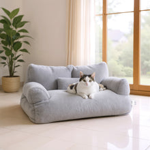 Grey Large Cat Sofa Bed, Puppy Couch with Backrest and Removable Pillows, Large 2 Sizes Available 55x38x18cm or 65x46x30cm