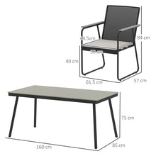 6 Seater Garden Dining Set with Soft Cushions, Rattan Backrest, Rectangular Plastic Top, Garden Furniture Set, Outdoor Dining Table and Chairs for Patio, Balcony, Poolside